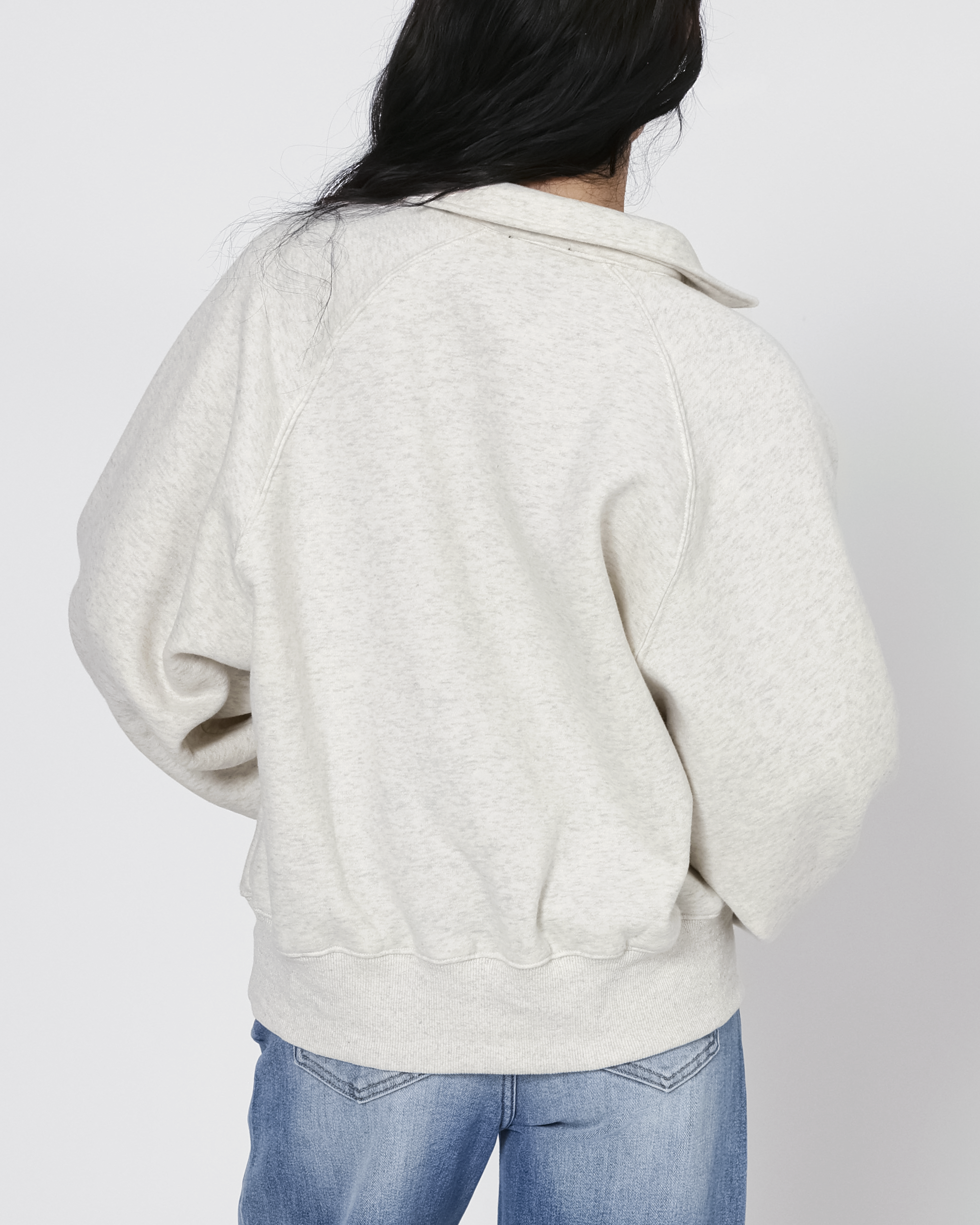 Celeste Button Up Pullover in White Melange