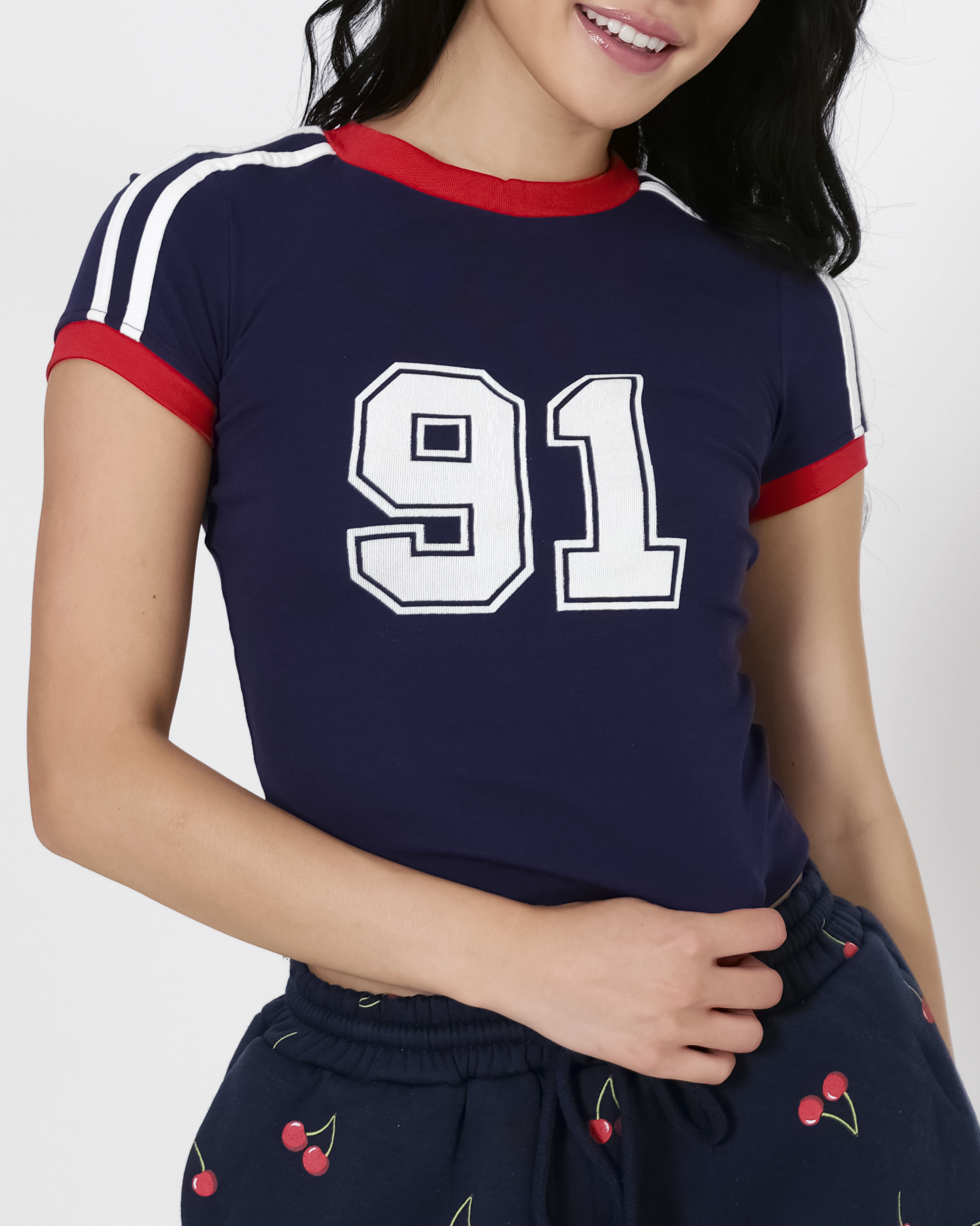 Toni Sporty Graphic Baby Tee in Navy