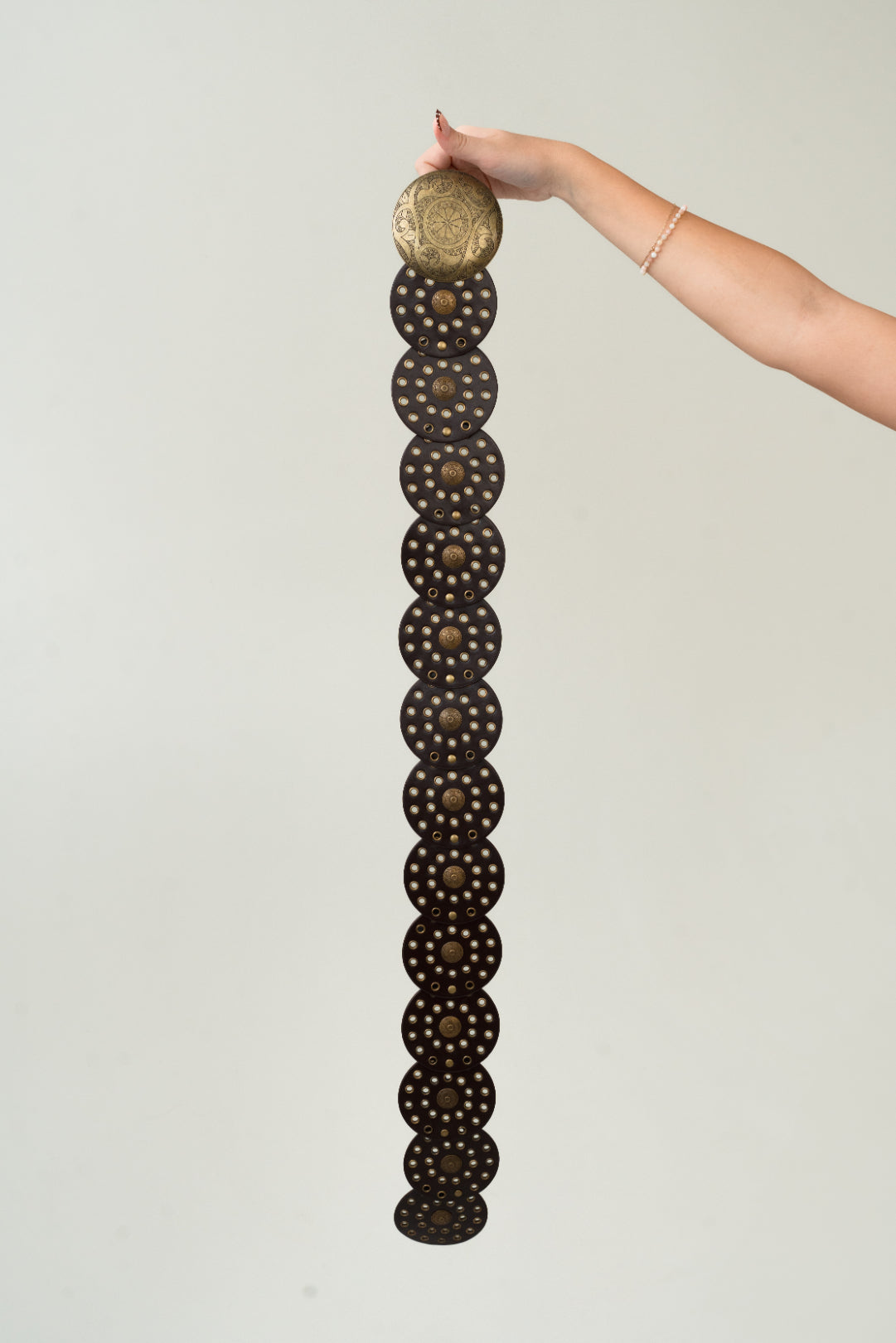 Metallic Western Circle Belt in Copper Coffee