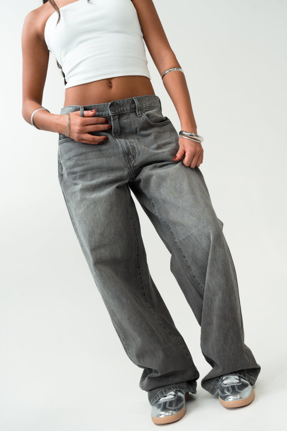 Alyx Oversized Baggy Jeans in Grey Denim