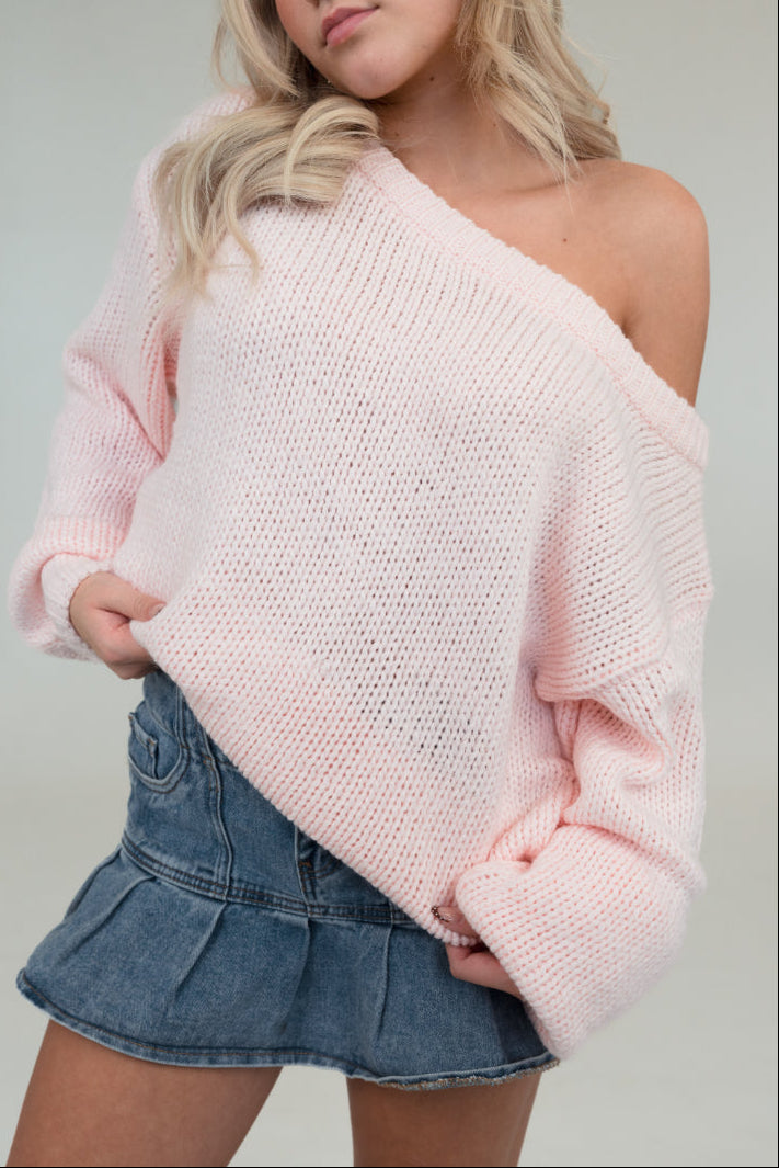 Ellie Ribbed Off Shoulder Sweater