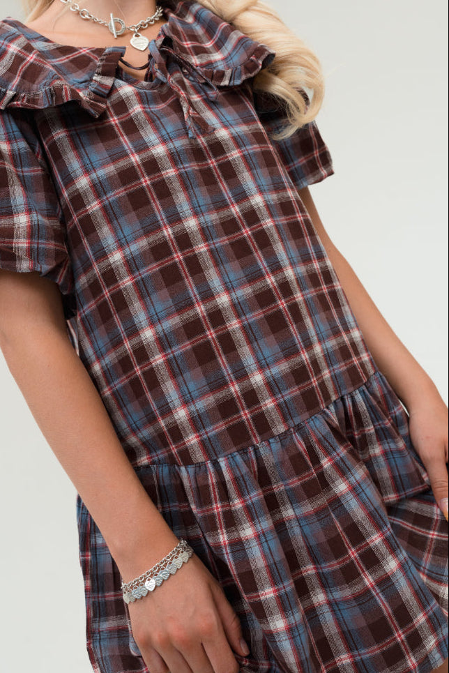 Kara Plaid Collared Mini Dress