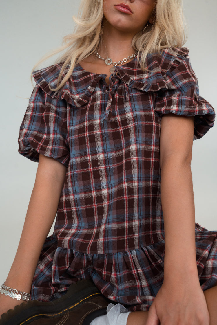 Kara Plaid Collared Mini Dress