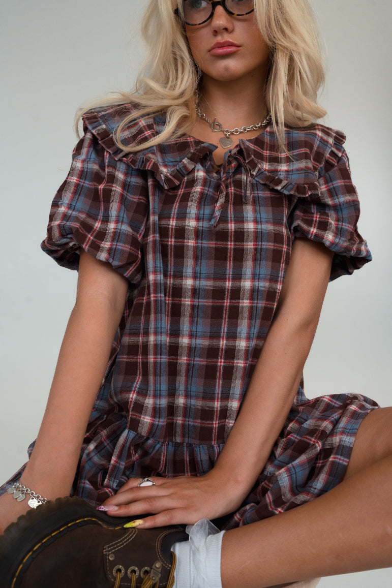 Kara Plaid Collared Mini Dress