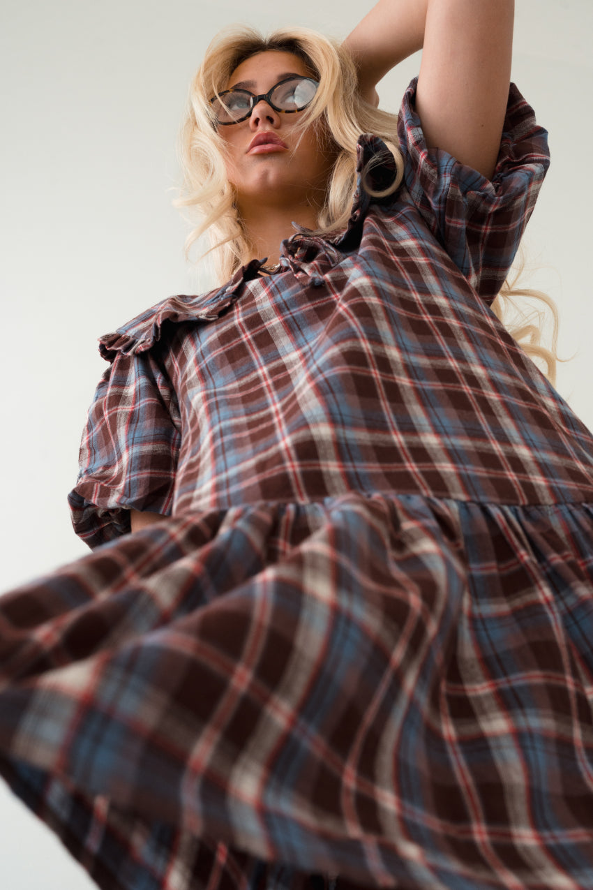 Kara Plaid Collared Mini Dress