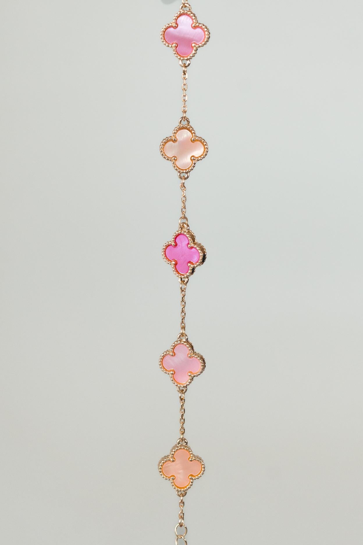 Four Leaf Clover Bracelet in Multi Pink