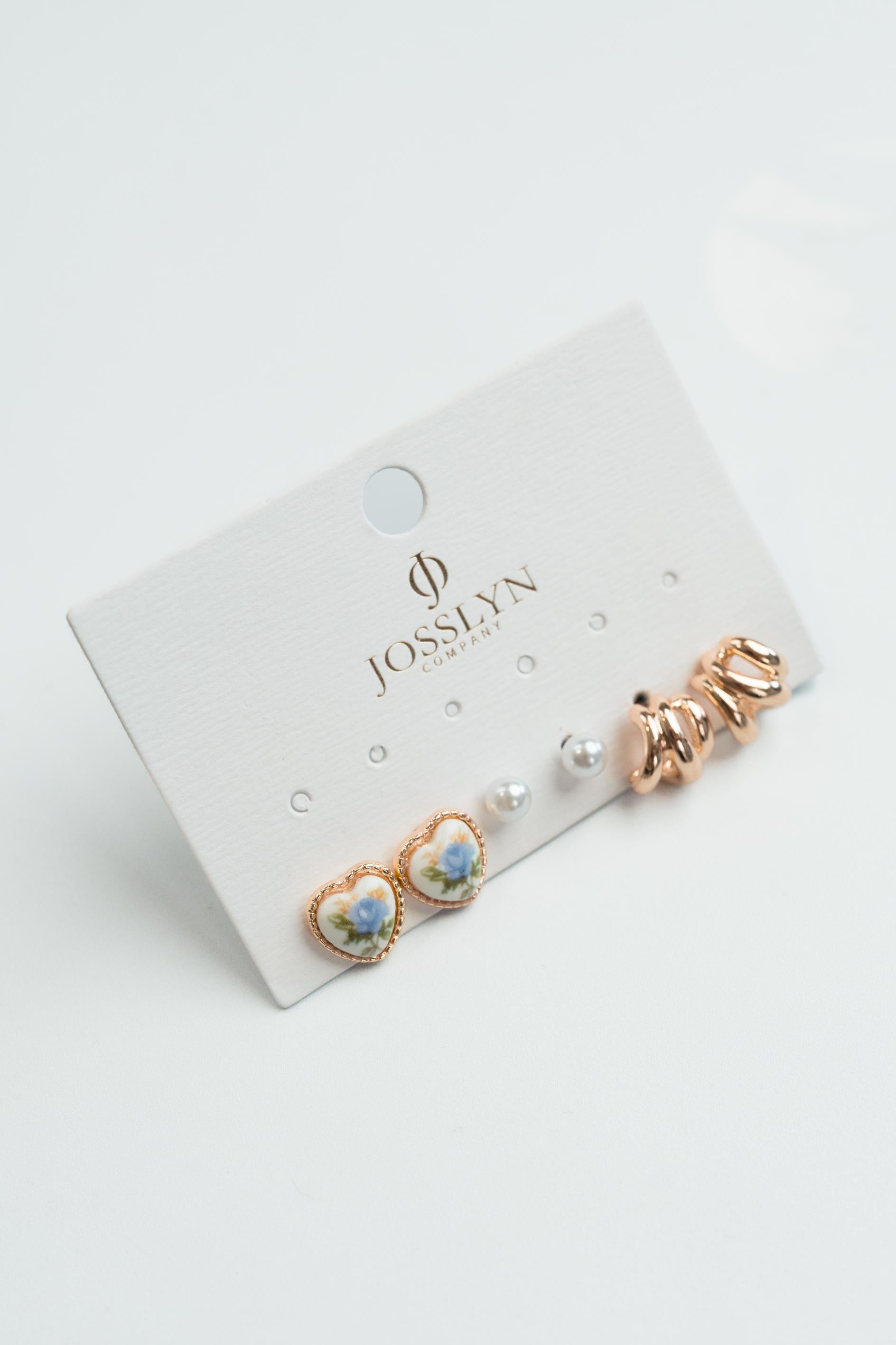 Pearl Gold Earring Trio Set