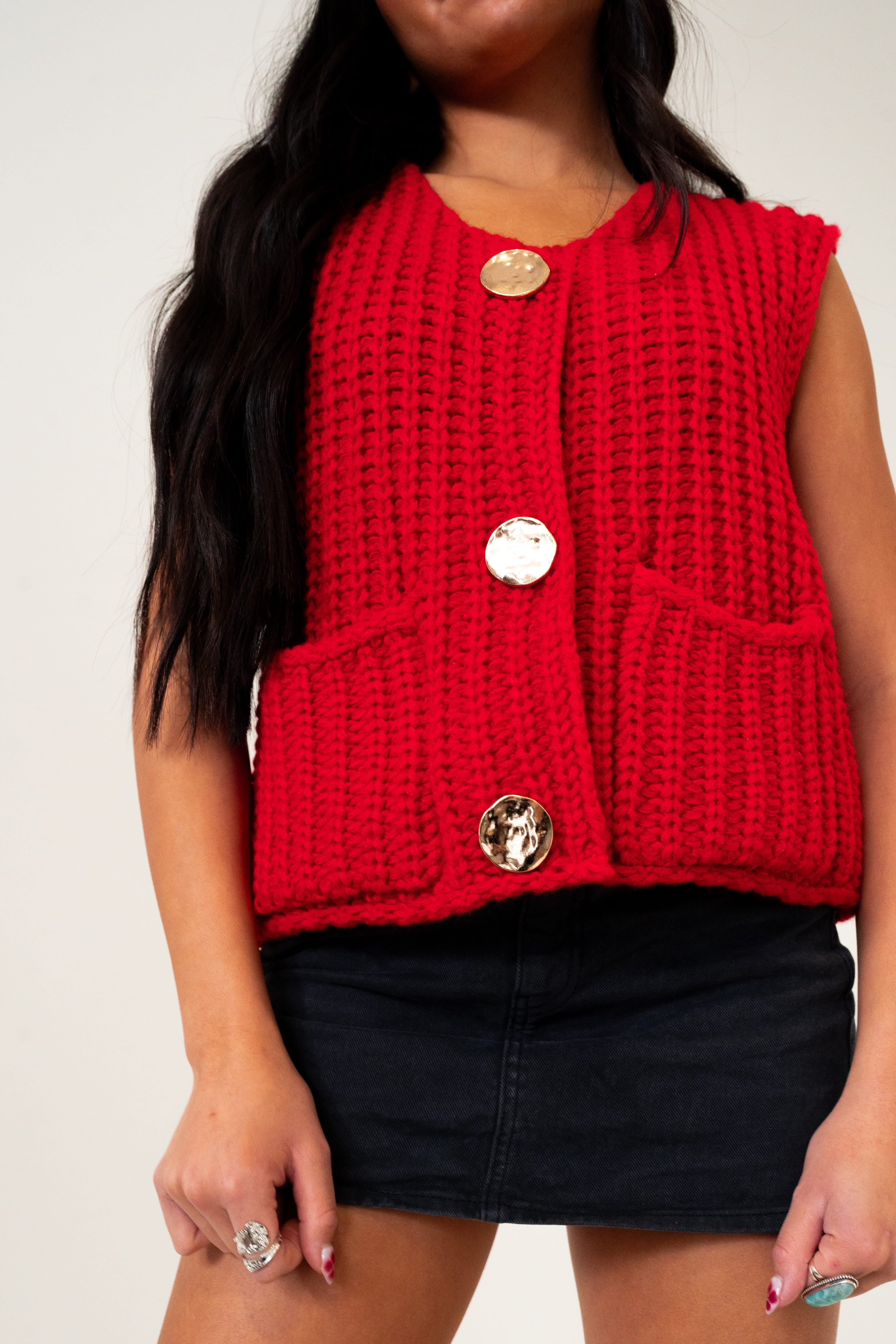 Reese Sleeveless Knit Cardigan Vest