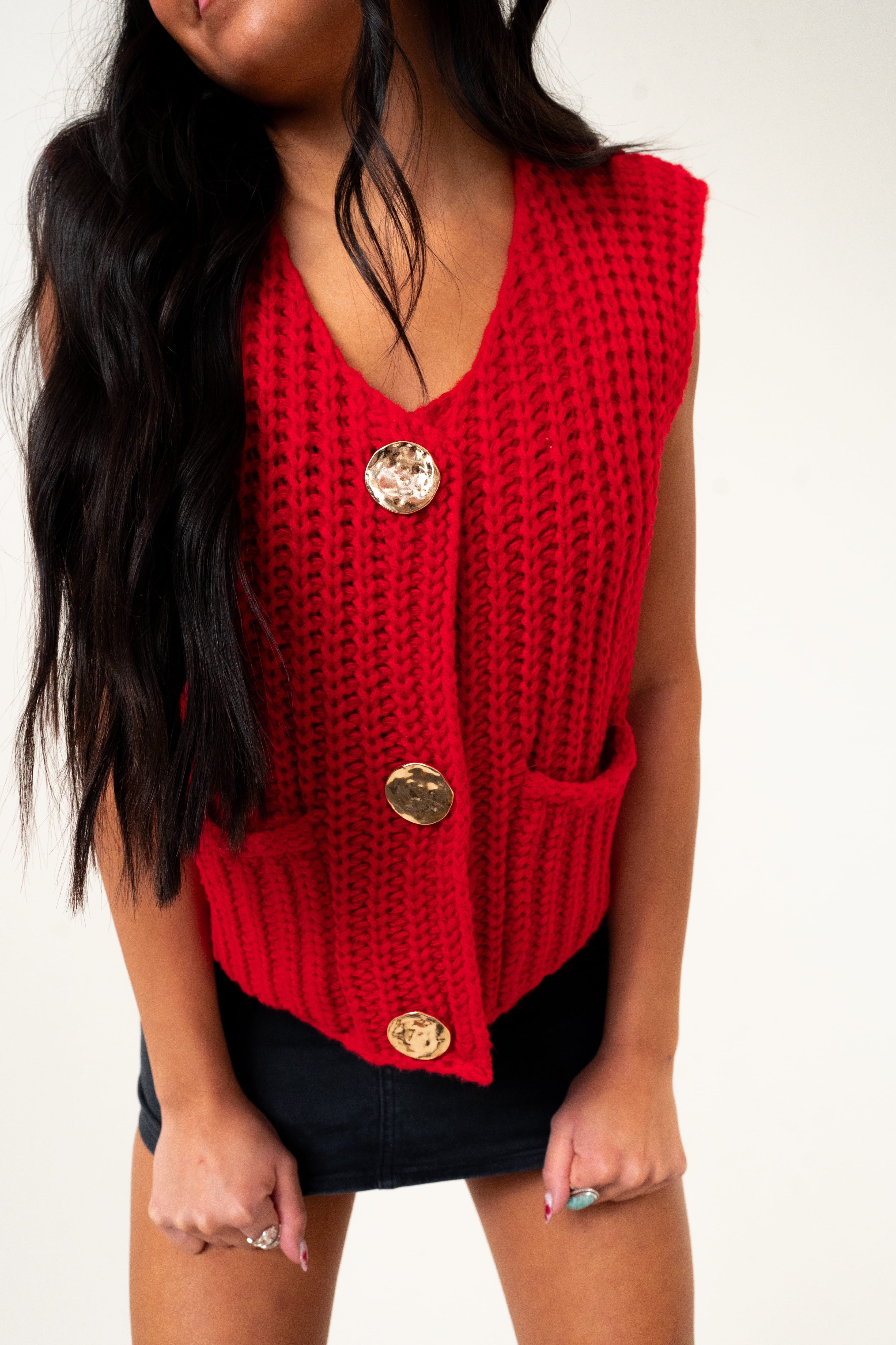 Reese Sleeveless Knit Cardigan Vest