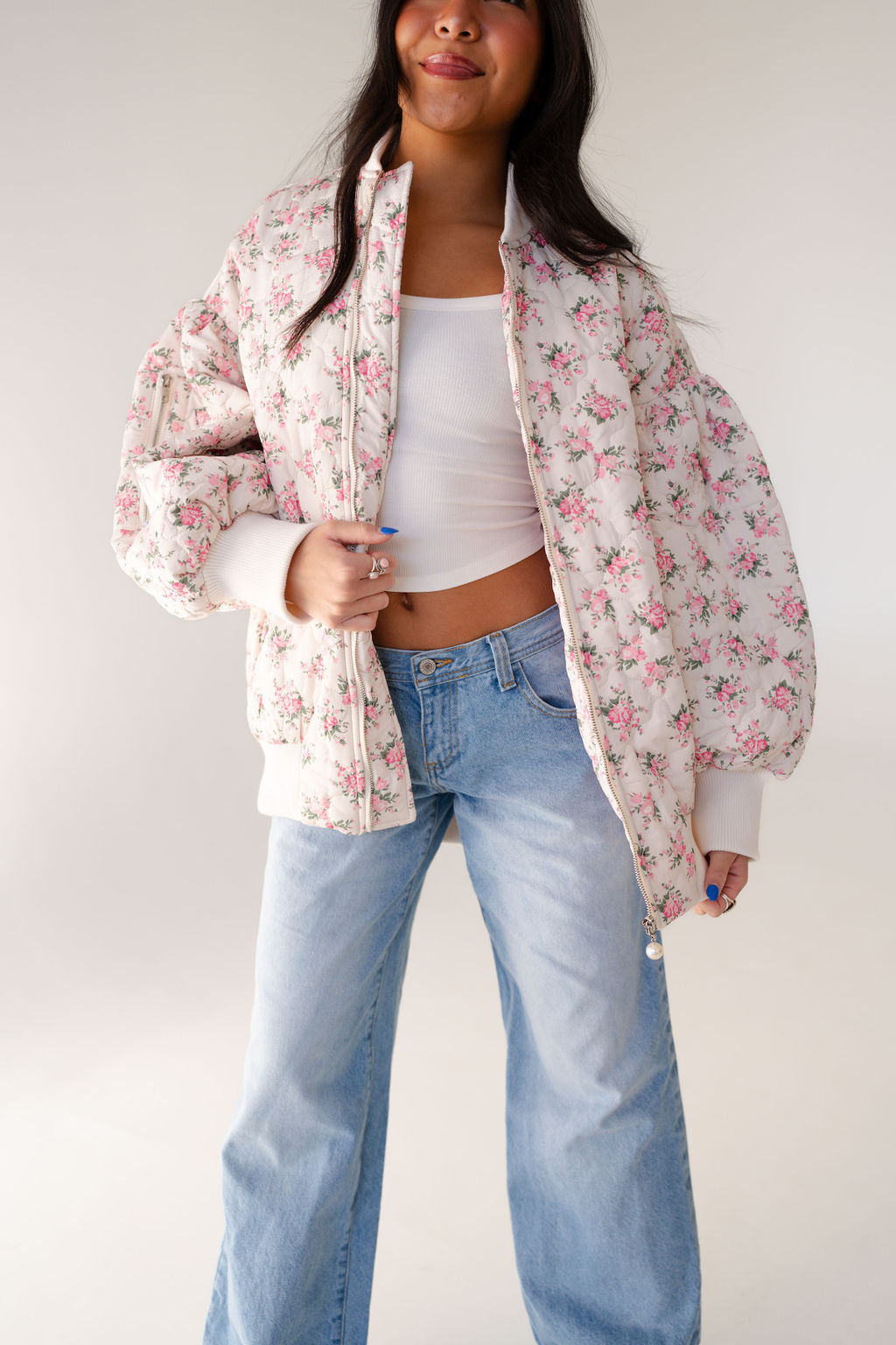 Chloe Floral Print Bomber Jacket