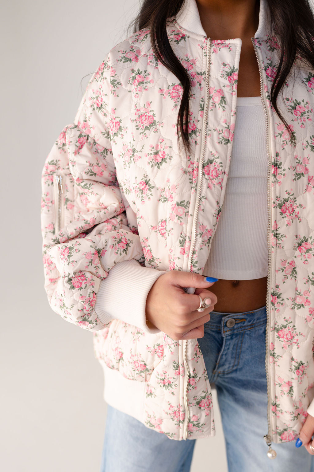 Chloe Floral Print Bomber Jacket