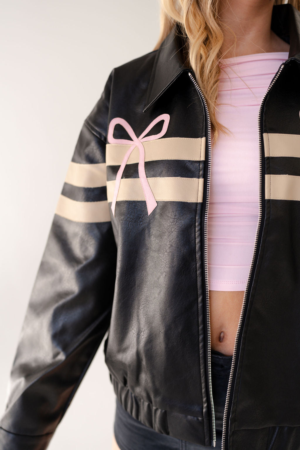 Eliza Bow Vegan Leather Jacket