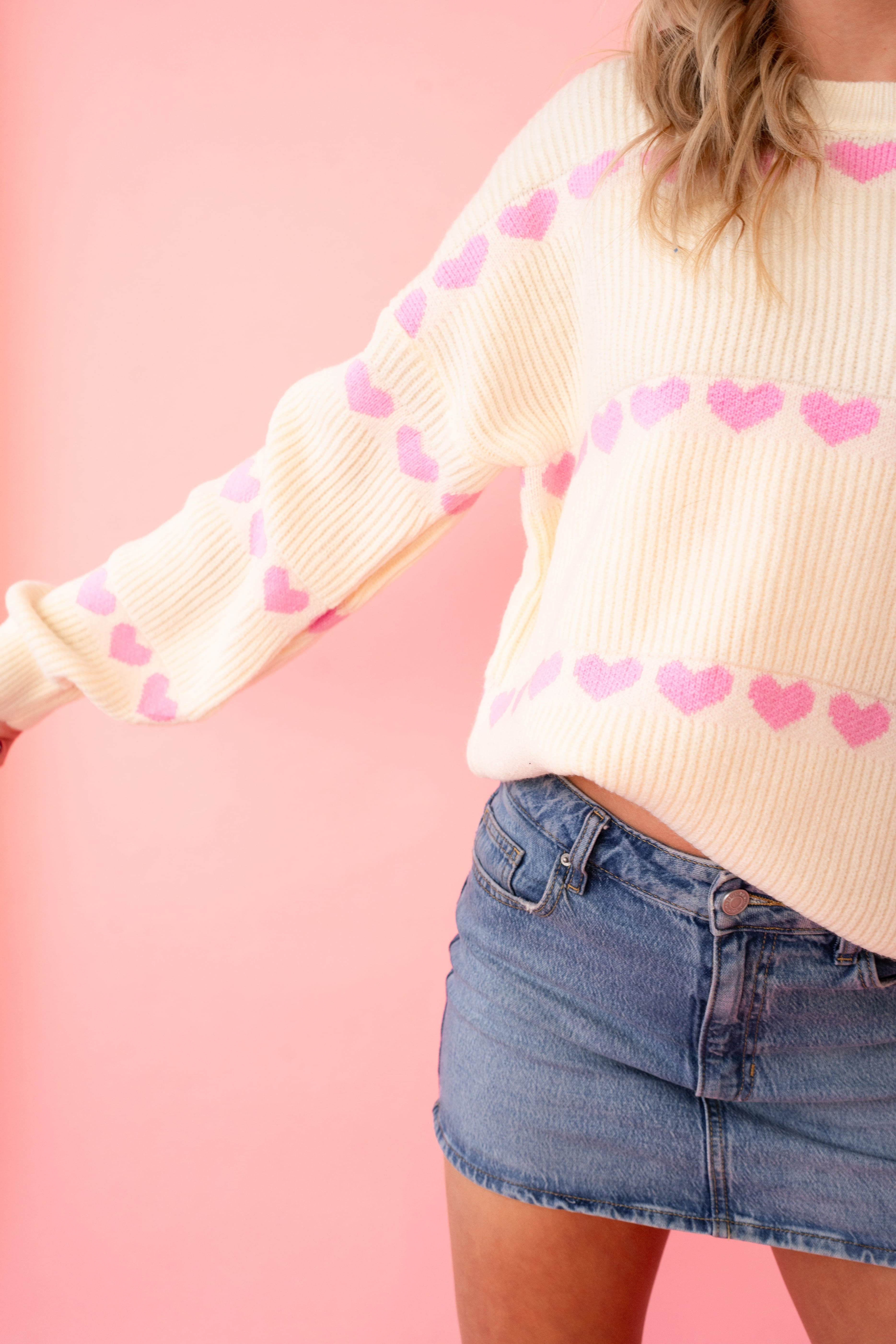 Sarah Heart Ribbed Knit Sweater