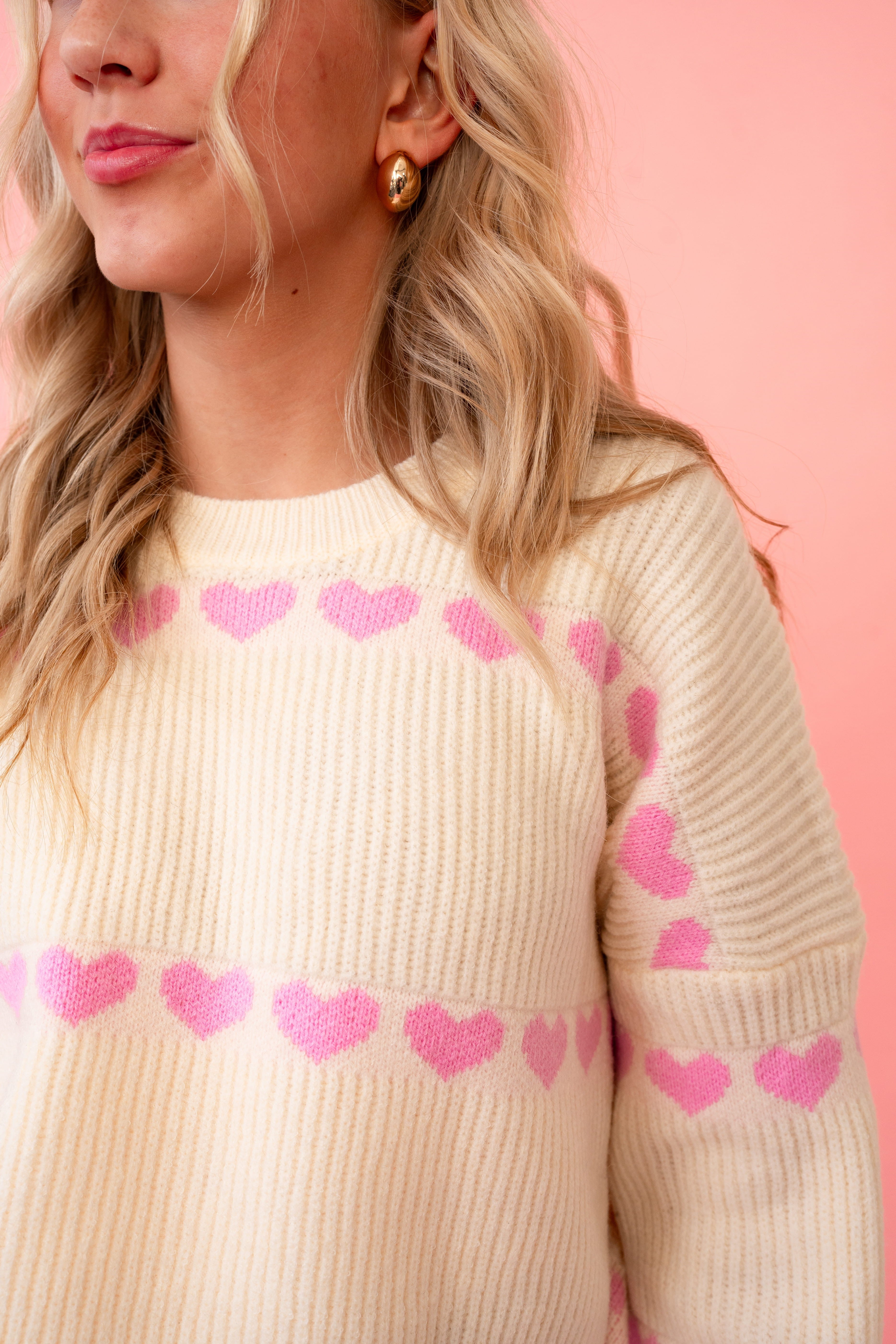 Sarah Heart Ribbed Knit Sweater