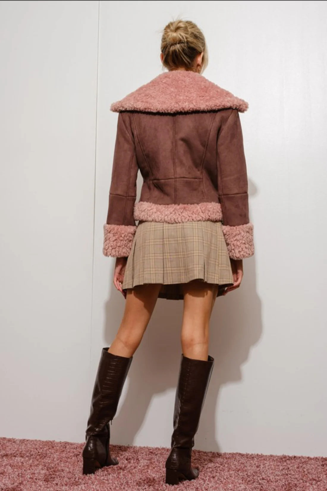 Francesca Faux Suede Shearling Jacket