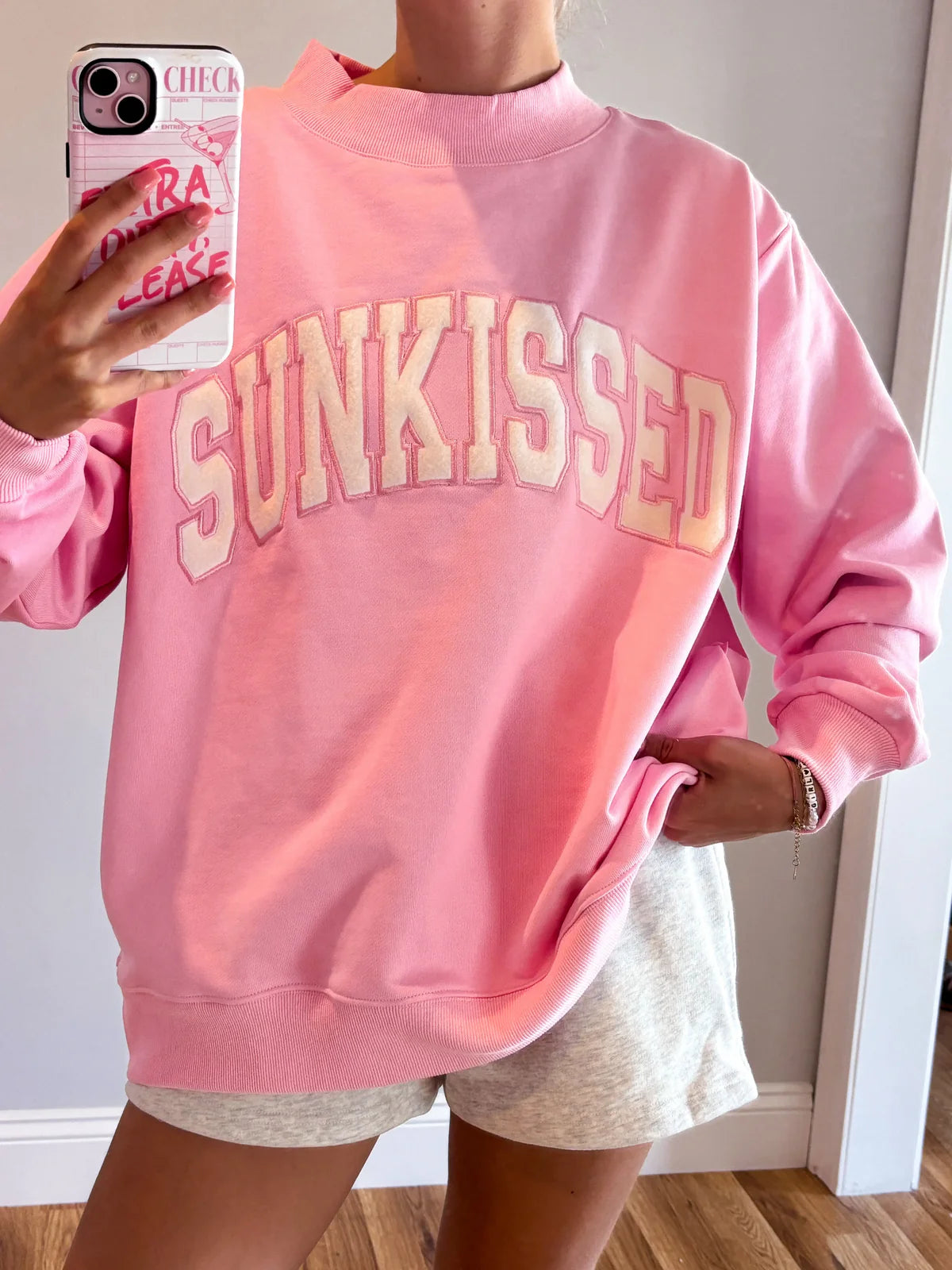 Mockneck Sunkissed Varsity Embroidered Sweatshirt