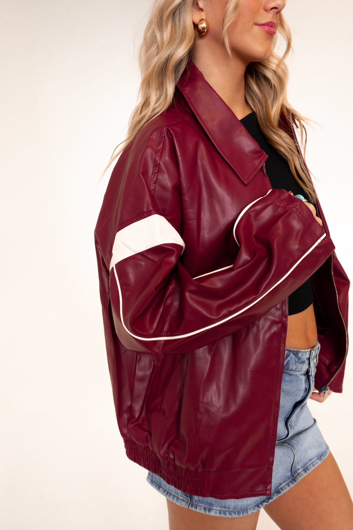 Cami Faux Leather Racer Jacket