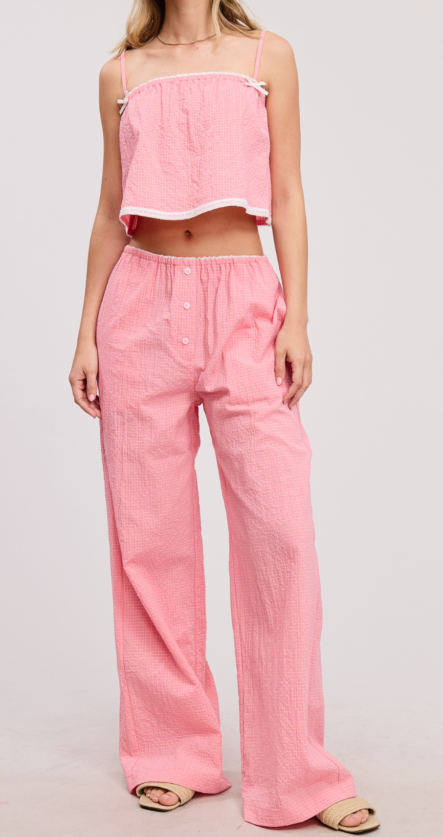 Penelope Gingham Lace Tank