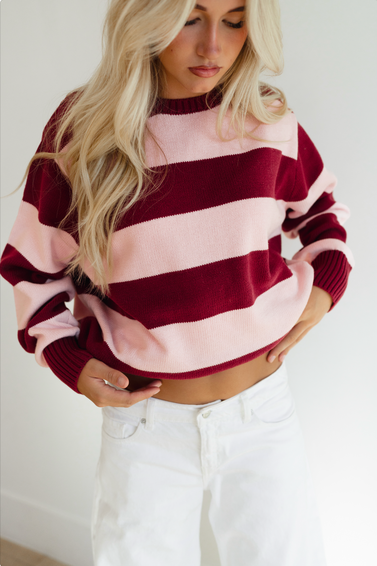 The Sunday Stripe in Burgundy & Pink