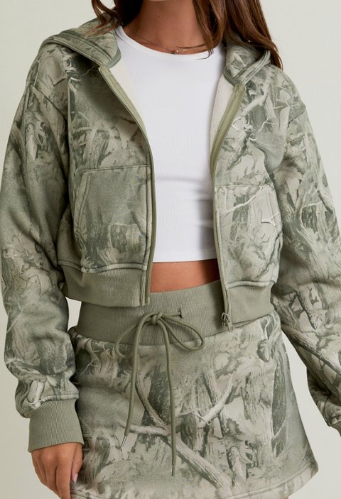 Hayley Camo Cropped Zip Hoodie – Sixteen