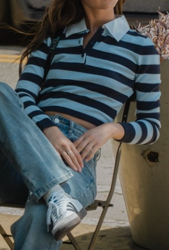 Jayden Striped Open Back Polo Top