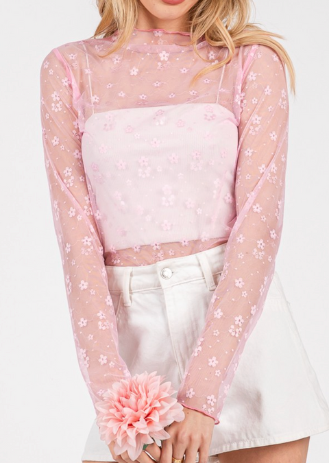 Sophie Mesh Lace Long Sleeve Top – Sixteen