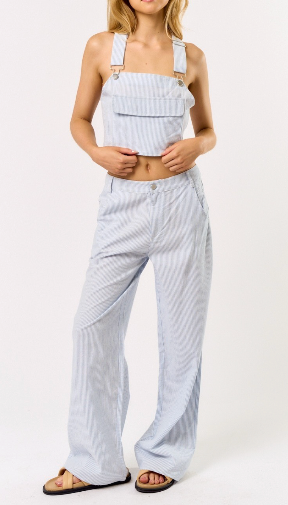 Brea Pinstripe Overall Pants