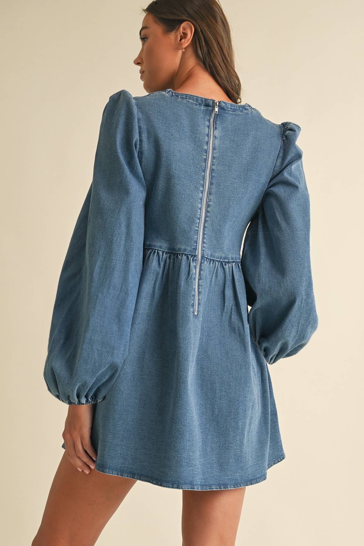 Graylee Tie-Front Denim Dress