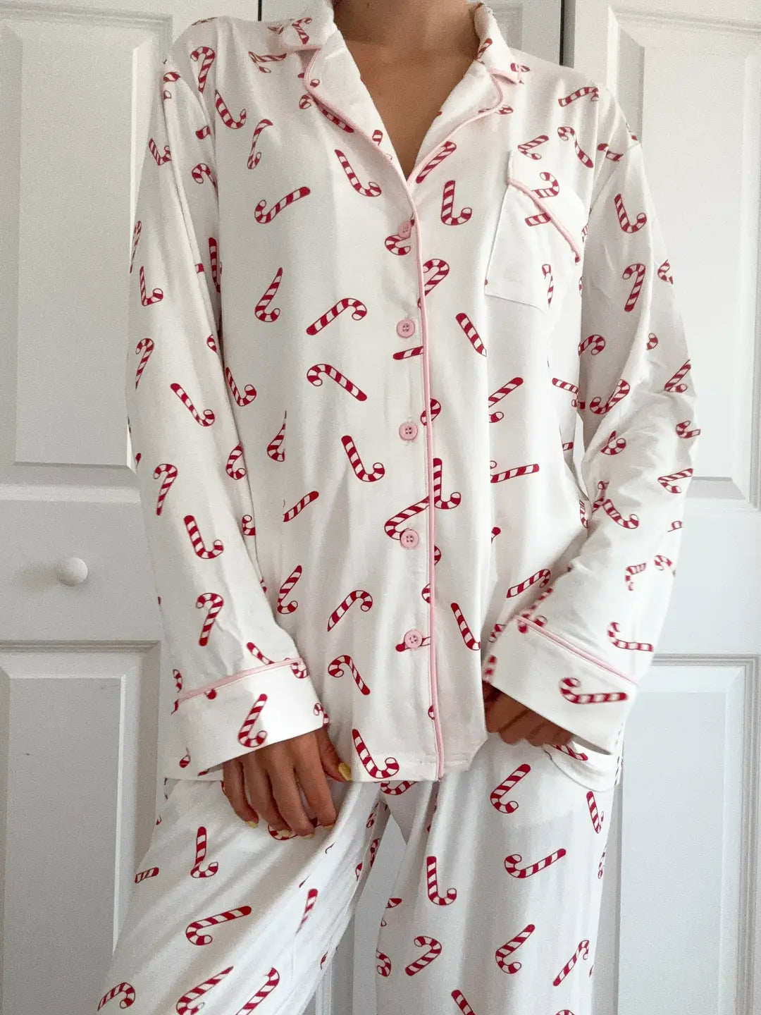 Cindy Candy Cane Long Sleeve Pajama Top