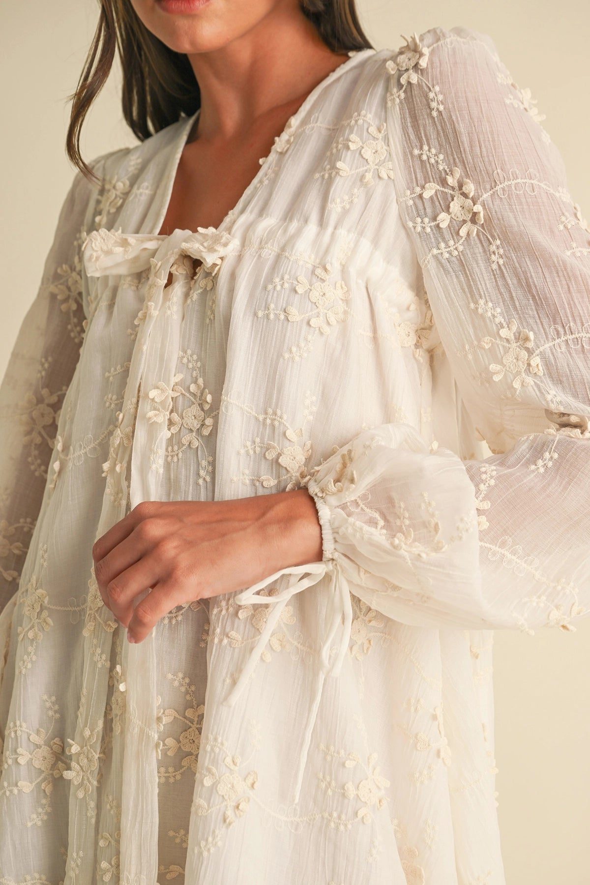 Lyla Embroidered Dress in Ivory