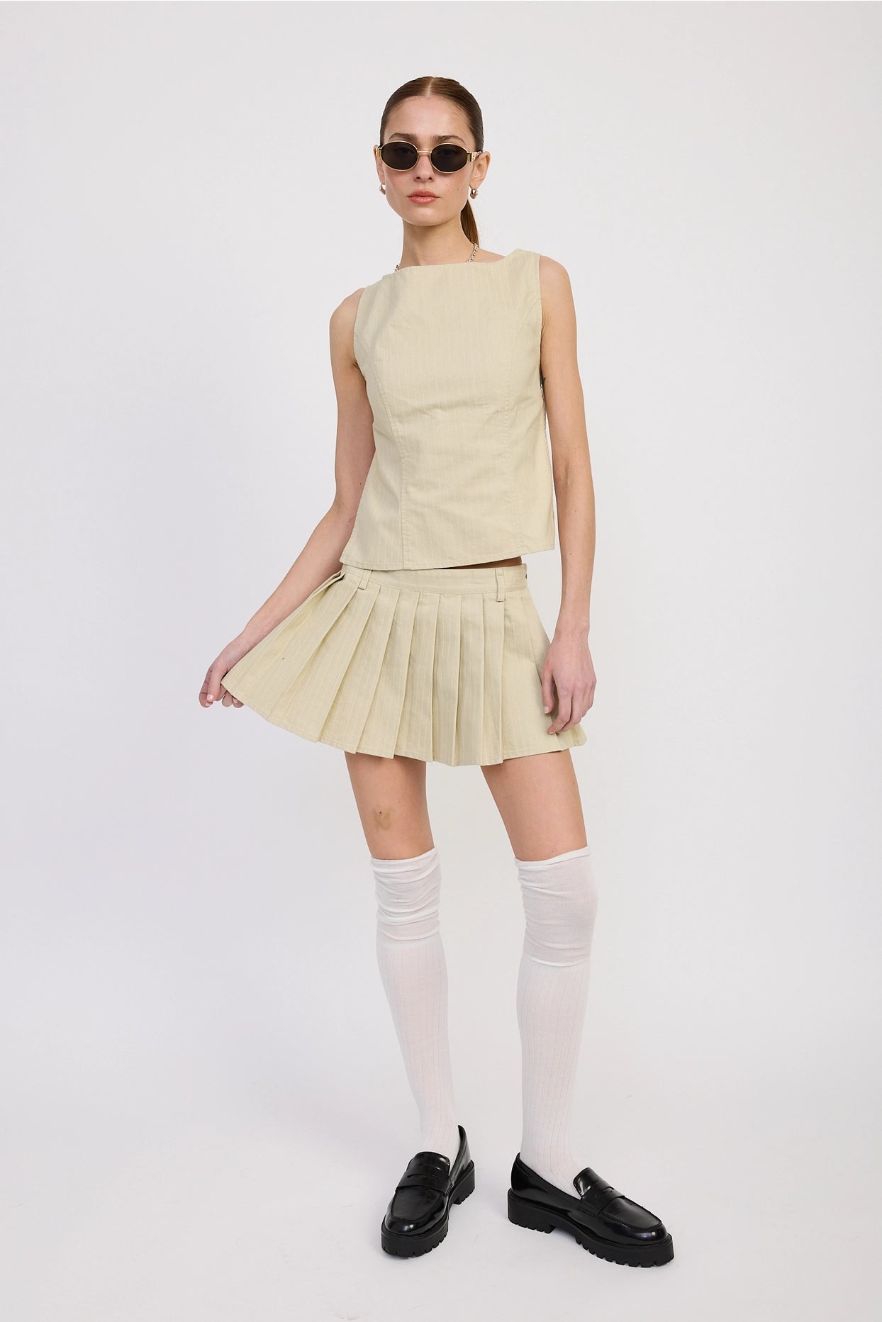 Bridget Pleated Pinstripe Mini Skort