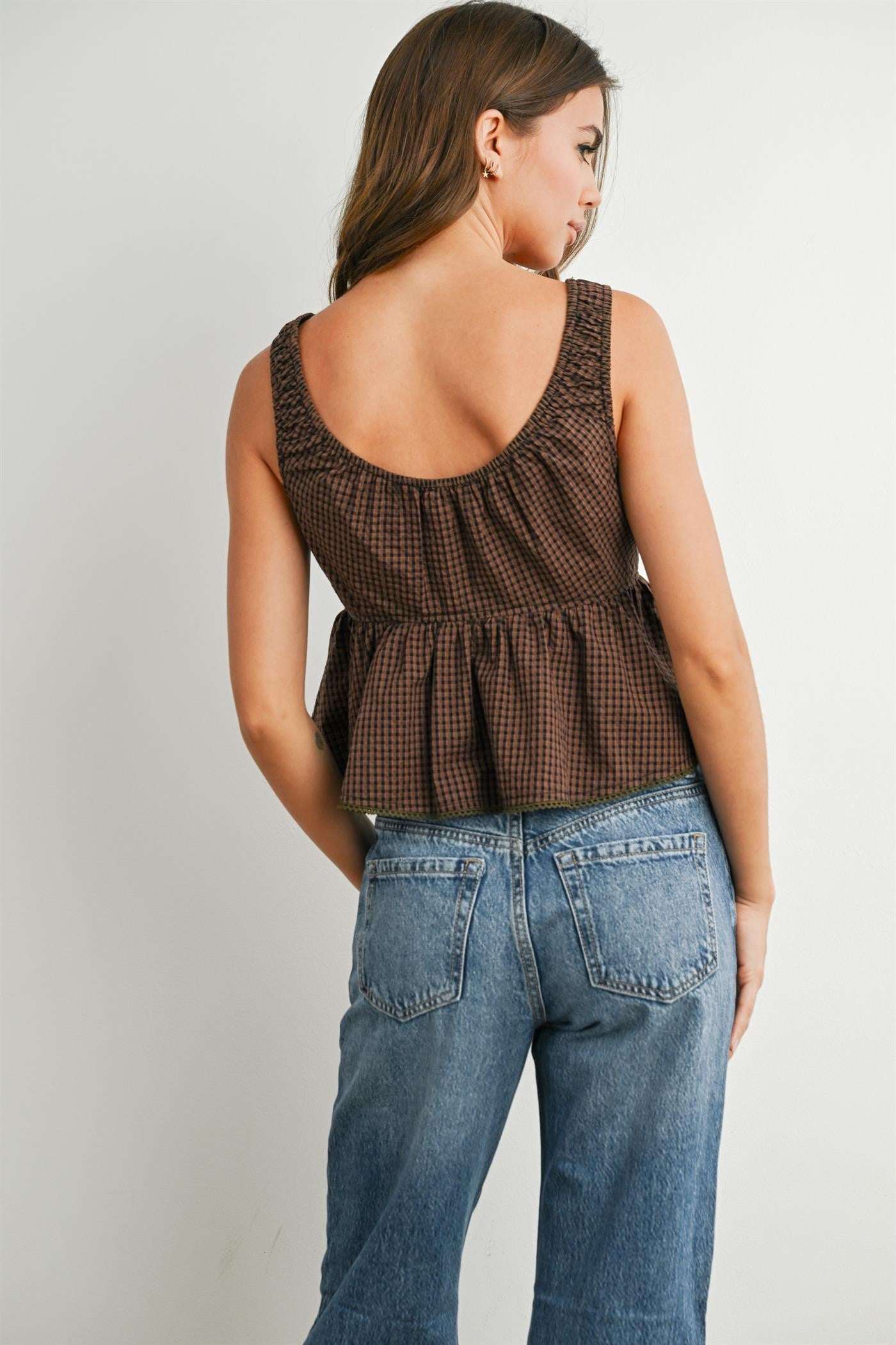 Katherine Plaid Tie Front Tank